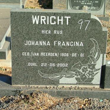 WRIGHT Johanna Francina nee VAN HEERDEN 1906-2002