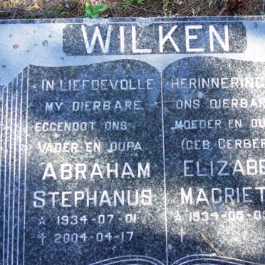 WILKEN Abraham Stephanus 1934-2004 &amp; Elizabeth Magrieta GERBER 1934-