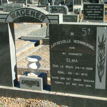 WAGENER Elma nee LE ROUX 1936-1970
