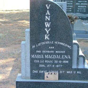 WYK Maria Magdalena, van nee LE ROUX 1896-1977