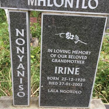 MHLONTLO Nonyaniso Irine 1920-2003