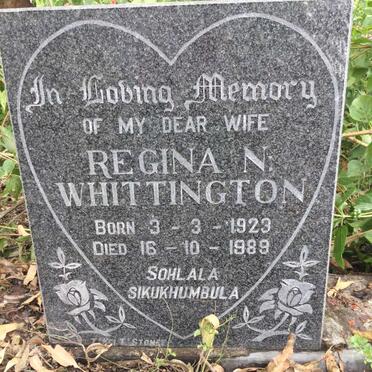 WHITTINGTON Regina N. 1923-1989
