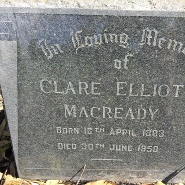MACREADY Clare Elliott 1883-1959