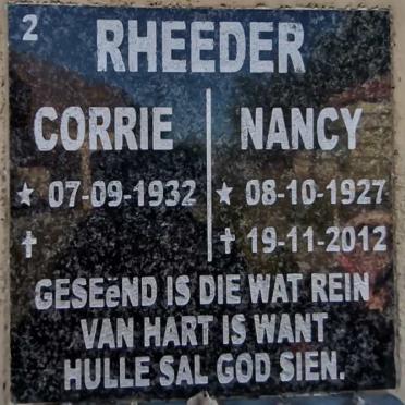 RHEEDER Corrie 1932- &amp; Nancy 1927-2012