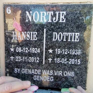 NORTJE Hansie 1924-2012 &amp; Dottie 1938-2015