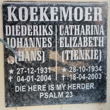 KOEKEMOER Diederiks Johannes 1931-2004 &amp;  Catharina Elizabeth 1934-2003