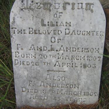 ANDERSON F. -1902 :: ANDERSON Lilian 1902-1903