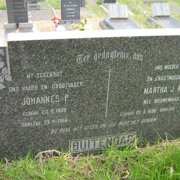 BUITENDAG Johannes P. 1889-1966 &amp; Martha J.M. NIEUWENHUIS 1896-