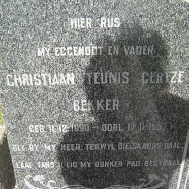 BEKKER Christiaan Teunis Gertze 1890-1957