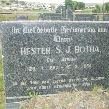 BOTHA Hester S.J.  nee BEKKER 1892-1954
