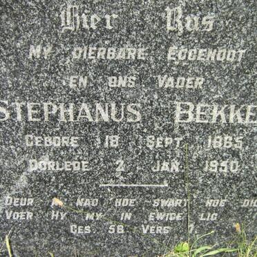 BEKKER Stephanus 1865-1950