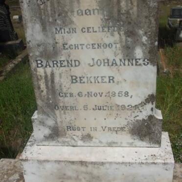 BEKKER Barend Johannes 1858-1921