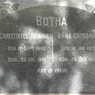 BOTHA Christoffel Johannes 1860-1941 &amp; Anna Catharina 1870-1956