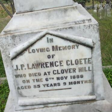CLOETE J.P. Lawrence -1888