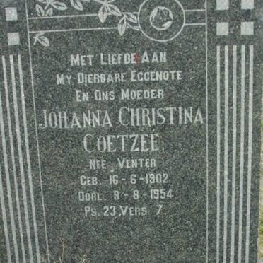 COETZEE Johanna Christina nee VENTER 1902-1954