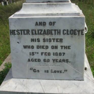 CLOETE Hester Elizabeth -1887