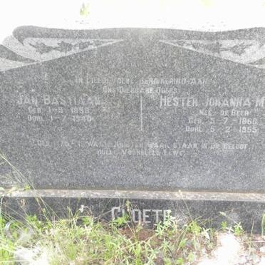 CLOETE Jan Bastiaan 1858-1940 &amp; Hester Johanna Maria DE BEER 1868-1955
