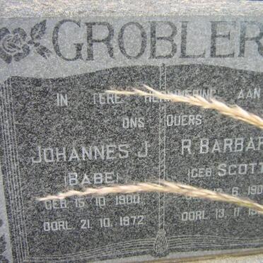 GROBLER Johannes J. 1900-1972 &amp; R. Barbara SCOTT 1907-1965