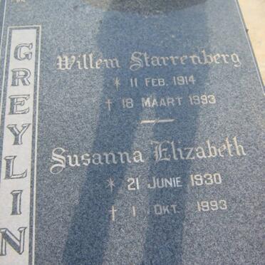GREYLING Willem Starrenberg 1914-1993 &amp; Susanna Elizabeth 1930-1993