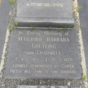 GREYLING Marjorie Barbara nee GRADWELL 1921-1977
