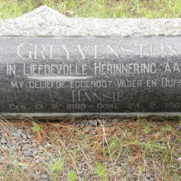 GREYVENSTEIN  Hansie 1889-1967