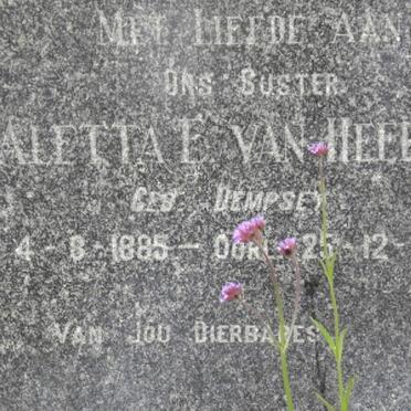 HEERDEN Aletta E., van nee DEMPSEY 1885-1949