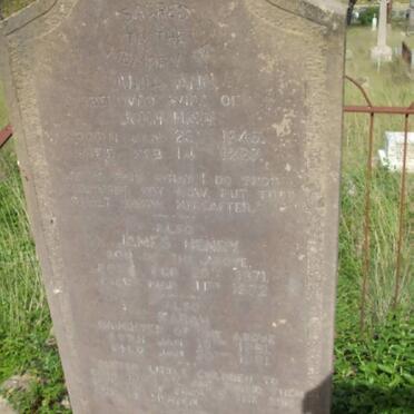 HAW Julia Ann 1846-1887 :: HAW James Henry 1871-1872 :: HAW Sarah 1881-1881
