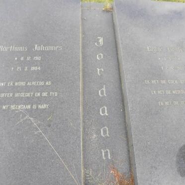 JORDAAN Marthinus Johannes 1910-1984 &amp; Rykie Hester 1914-1983
