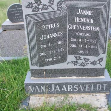 JAARSVELDT Petrus Johannes, van 1918-1995 &amp; Jannie Hendrik Greyvenstein GREYLING 1923-1987