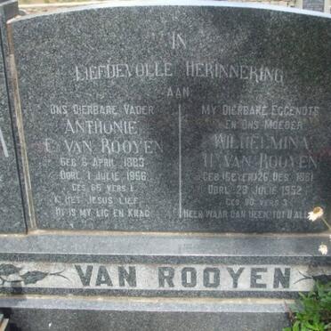 ROOYEN Anthonie C., van 1883-1956 &amp; Wilhelmina H. GEYER 1881-1952