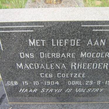 RHEEDER Magdalena nee COETZEE 1904-1960
