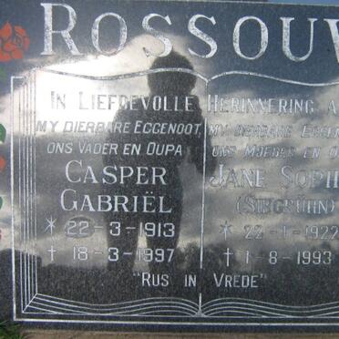 ROSSOUW Casper Gabriël 1913-1997 &amp; Jane Sophia nee STB GRÜHN 1922-1993