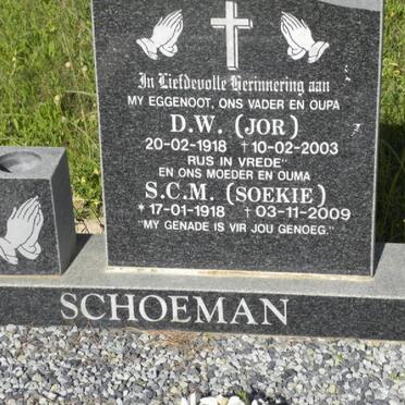 SCHOEMAN D.W. 1918-2003 &amp; S.C.M. 1918-2009