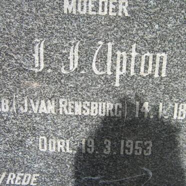UPTON J.J. nee J. VAN RENSBURG 1887-1953