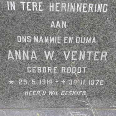 VENTER Anna W. nee ROODT 1914-1972