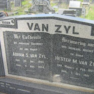 ZYL Abram S., van 1895-1954 &amp; Hester M. ROODT 1903-1981