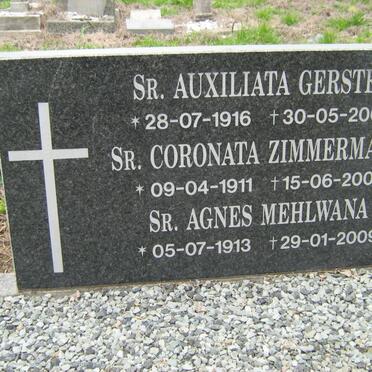 GERSTER Auxiliata 1916-2008 :: ZIMMERMANN Coronata 1911-2008 :: MEHLWANA Agnes 1913-2009