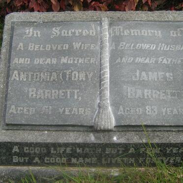 BARRETT James Thomas 1893-1976  &amp; Antonia Augusta GREEN -1948
