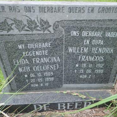 BEER Willem Hendrik Francois, de 1912-1998 &amp; Elida Francina OELOFSE 1909-1998