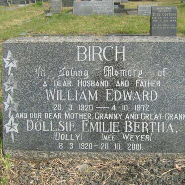 BIRCH William Edward 1920-1972 &amp; Dollsie Emilie Bertha WEYER 1920-2001