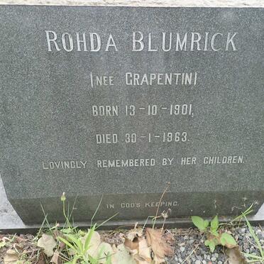 BLUMRICK Rohda nee GRAPENTIN 1901-1963