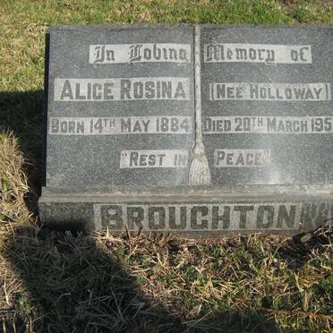 BROUGHTON Alice Rosina nee HOLLOWAY 1884-1958