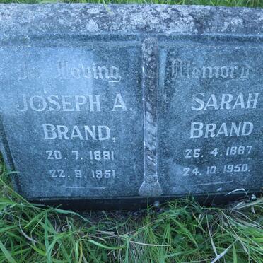 BRAND Joseph A. 1881-1951 &amp; Sarah 1887-1950