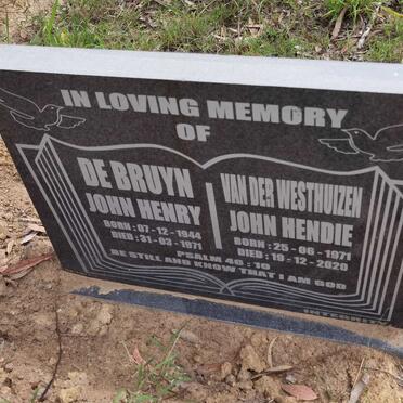BRUYN John Henry, de 1944-1971 :: WESTHUIZEN John Hendie, van der 1971-2020