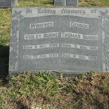 BURNS George Thomas 1891-1953 &amp; Winifred Violet 1899-1993