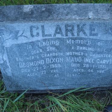 CLARKE Maud nee CARY -1951 :: CLARKE Desmond Dixon -1959