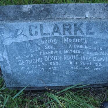 CLARKE Maud nee CARY -1951 :: CLARKE Desmond Dixon -1959