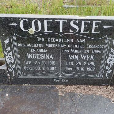 COETSEE Van Wyk 1911-1982 &amp; Ingesina 1919-2004