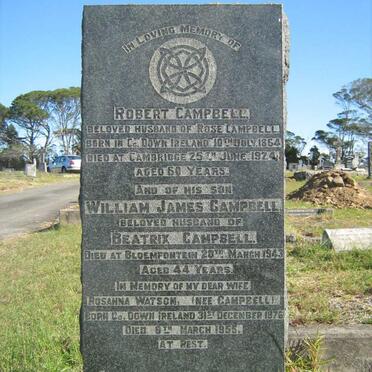 CAMPBELL Robert 1864-1924 :: CAMPBELL William James -1943 :: WATSON Rosanna nee CAMPBELL 1876-1955