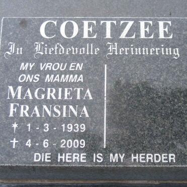 COETZEE Magrieta Fransina 1939-2009